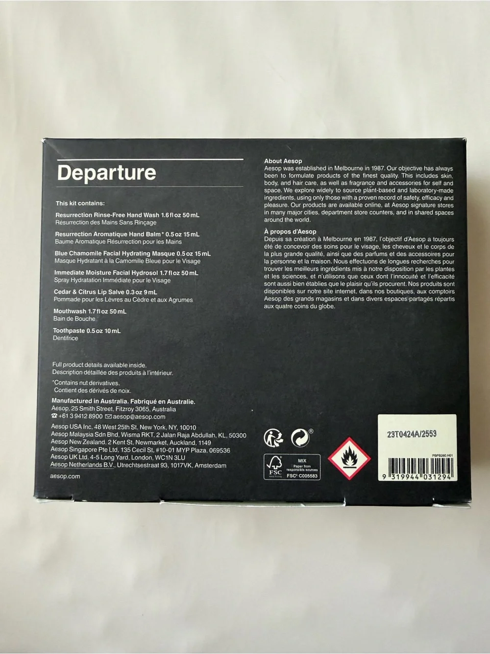 Aesop Departure Travel Skincare Set